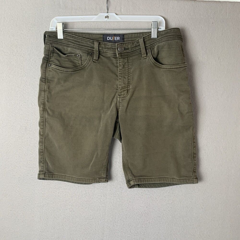 DU/ER Shorts Mens 34 Green N2X Slim Fit Outdoor Hiking Climbing Stretch Gorpcore